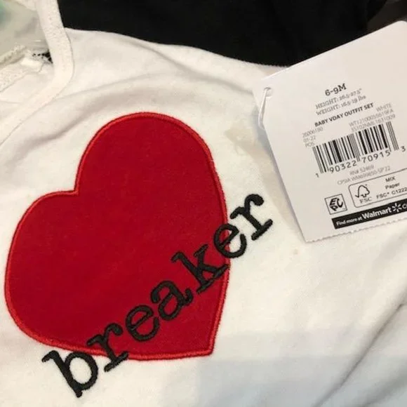 🔴 NWT - Baby Boys - Heart Breaker Outfit - 6 to 9 months - Cute - Picture 3 of 3